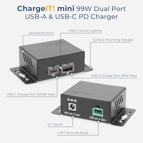 Coolgear ChargeIT! Mini 99W Dual Port USB Charger | USB-C PD 3.0, USB-A QC 3.0 & PPS | UL & IEC Compliant - style: 99.0 Watts