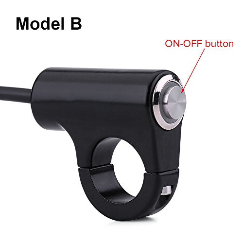 Motorcycle Handlebar Switch, 7/8" 22mm Handlebar Mount Push Button Switch Weatherproof Handlebar Control Switch Button Headlight Brake Fog Lights ON/Off(B)