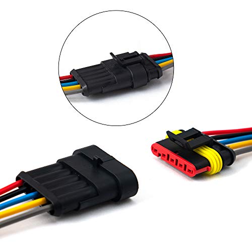 5 Pin Way 16 AWG Car Waterproof Electrical Connector Plug with Wire AWG Marine Pack of 5 - size: 5 Pin