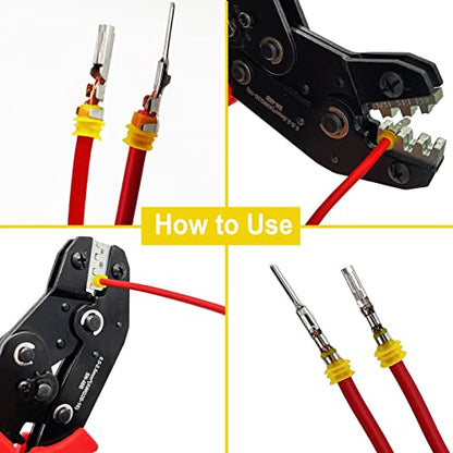352Pcs Waterproof Electrical Connector Terminals Automotive Electrical Wire Connectors 1/2/3/4 Pin Connector with Ratchet Crimping Tool - color: 352pcs With Crimper