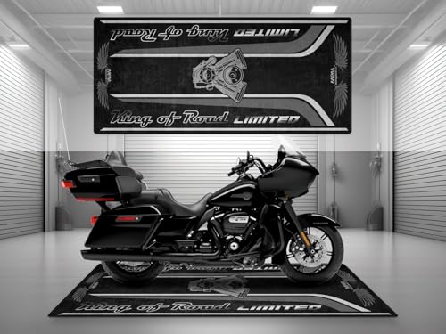 MPM Motorcycle Mat for King of Road Limited Washable Non - Slip Oil & Water Resistant Parking Pitmat for Garage, Showroom, Workshop Use | Vivid Black - Size 1 : 86.6 x 39.4/220 x 100 cm - color: Vivid Black, size: Size 1 : 86.6 x 39.4 "/ 220 x 100 cm