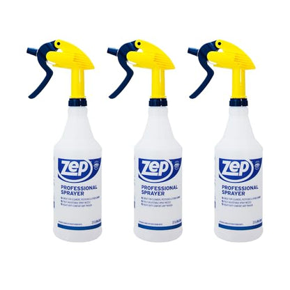 ZEP Professional Sprayer Bottle, 32 oz, Pack of 3, HDPRO1 | Versatile Adjustable Nozzle, Fine Mist or Powerful Spray, Refillable for Diluted Concentrate
