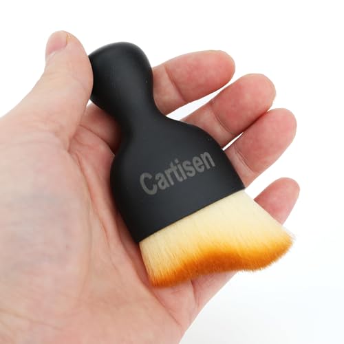 Car Interior Detailing Brush, Black Handle with Orange Bristles, Professional Cleaning Tool for Vents and Dashboard (2, Black)