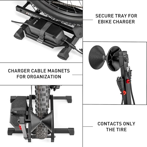 FEEDBACK SPORTS | Rakk 2.0 E-Bike Storage Rack | Freestanding Floor Electric Bike Stand | with Magnetic Cord Organizer - style: Rakk 2.0 E-bike Storage Rack
