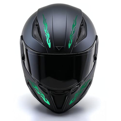 customTAYLOR33 High-Intensity Grade Premium Reflective Tribal Flame Helmet Decals, Motorcycle Safety Sticker Decals (Green) - color: Green