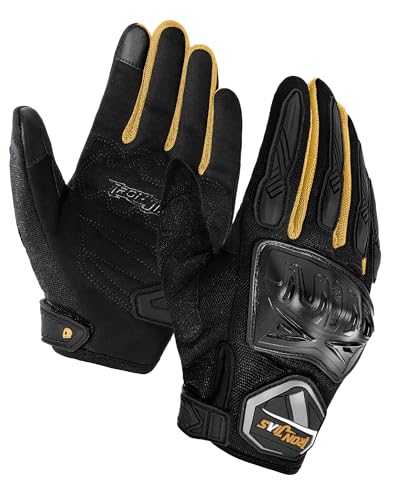 BORLENI Motorcycle Riding Gloves Touch Screen Full Finger Glove Motocross Road Racing Bike Outdoor Sports for Women Men - color: 016-Yellow, size: Large