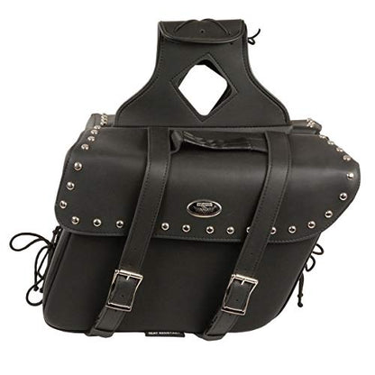 Milwaukee Leather Studded Throw-Over Motorcycle Saddlebags – Synthetic Leather – Universal Fit – Zip-Off - Large - color: SH579ZB-BLACK, size: Large