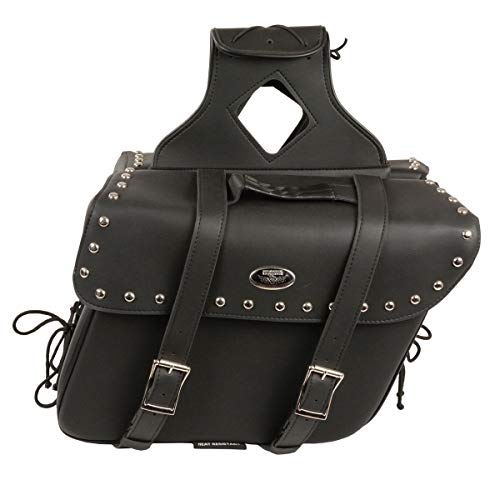 Milwaukee Leather Studded Throw-Over Motorcycle Saddlebags – Synthetic Leather – Universal Fit – Zip-Off - Large - color: SH579ZB-BLACK, size: Large