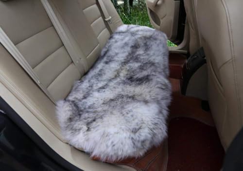 Winter Warmth: Universal Sheepskin Seat Cushion Cover - Natural Wool, for Cars, Trucks, SUVs & Vans - Cozy & Stylish Driving Companion Rear Grey Tips - color: Grey Tips (Patchwork Style), size: Rear Seat (18inch*53.5inch)