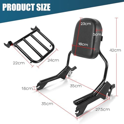 Rear Backrest Sissy Bar Compatible with for Harley Softail Fat Boy FLFB FLFBS Breakout FXBR FXBRS 2018-up Upright Passenger Sissy Bar Backrest with Back Rest Pad Luggage Rack - color: With Luggage Rack