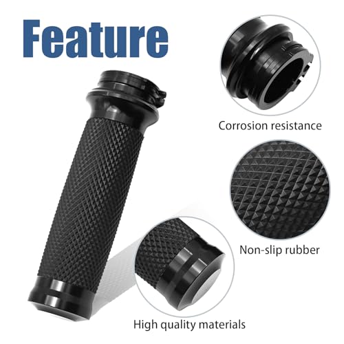 EATAKWARD Universal Motorcycle Hand Grips 1 inch, Black Handlebar Grips Replacement for Harley Honda Yamaha Kawasaki Suzuki Bobber Chopper Cafe Racer BWM Motorcycles