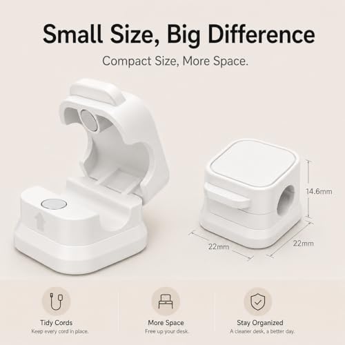 nyareka18-Pack Adhesive Cable Organizer Clips for Desk, White | Strong acrylic adhesive, One-hand spring lock, Compact keycap design, Residue-free removal, Black & White options - color: White