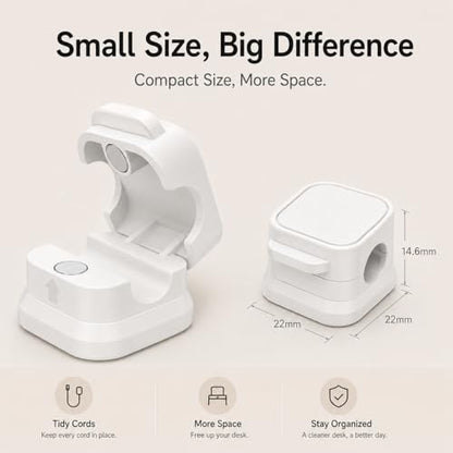 nyareka18-Pack Adhesive Cable Organizer Clips for Desk, White | Strong acrylic adhesive, One-hand spring lock, Compact keycap design, Residue-free removal, Black & White options - color: White