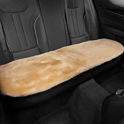 IRIWOOL Genuine Sheepskin Auto Seat Pad,Soft Wool Seat Cover Breathable and Sweat-Wicking Comfort Warm Universal Fit (Front seat Cushion 2pcs & Rear seat Cushion 1pc, Khaki) - color: Khaki, size: 3 Piece Set