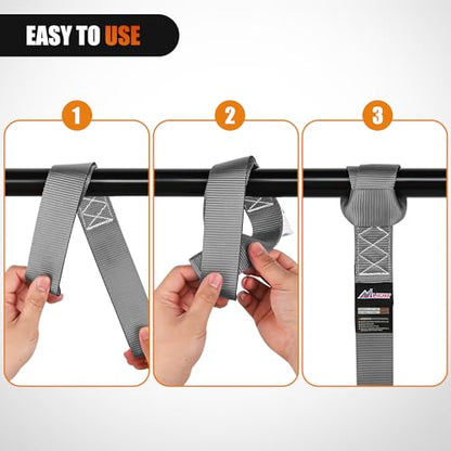 Nilight Soft Loop 1.7”×17" Motorcycle Tie Down Straps Heavy Duty 12000Lbs Max Break Strength for Securing ATV UTV Kayak Moving Cargo (8PK-Grey) - color: Grey