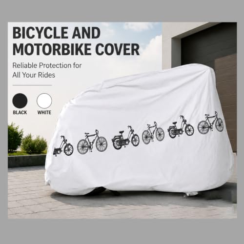 Water-proof Bike Cover 200x100cm - PEVA All-Weather Protector for bike, Scooter & Motorbike(White)