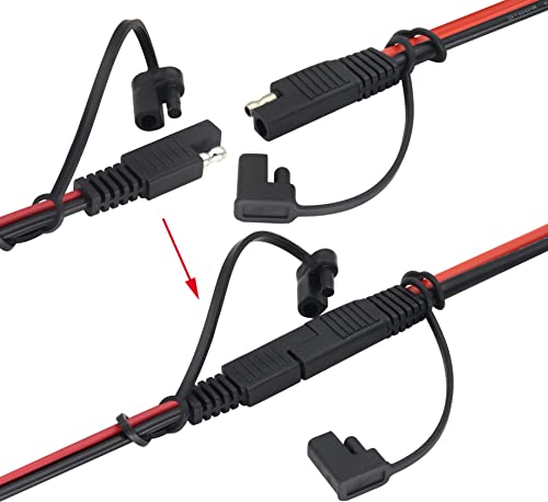 HCFeng10AWG SAE to O Ring Terminal Cable SAE to 2-Pin Quick Disconnect O Ring Terminal Harness Plug Adapter S-A-E Battery Extension Cable for 12V/24V Motor, ATV, Lawn Mower, Cars[30CM/1ft]