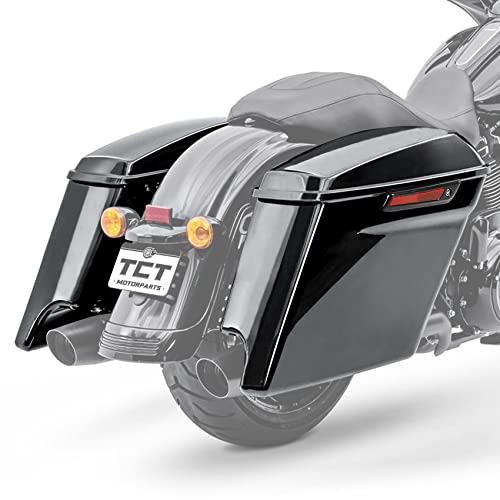TCT-MOTORPARTS 5 inch Extended Stretched Hard Saddlebags w/Black Latch Fit for 2014-2024 Harley Touring Road King Road Street Electra Glide Ultra-Classic - color: Stretched Vivid Black #1