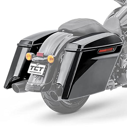 TCT-MOTORPARTS 5 inch Extended Stretched Hard Saddlebags w/Black Latch Fit for 2014-2024 Harley Touring Road King Road Street Electra Glide Ultra-Classic - color: Stretched Vivid Black #1