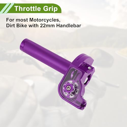 22mm Throttle Grip with 120cm Purple Throttle Cable 1 Pair Checkered Purple Handle Cover Screw Accessories Plastic Aluminum Alloy Purple - color: Purple