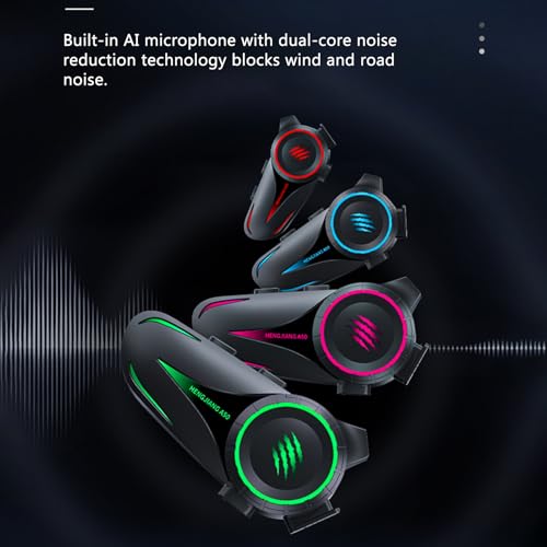 Sanpyl Bluetooth Motorcycle Helmet Headset, Wireless Helmet Headphones with AI Noise Canceling Mic, RGB Lights, 30H Playtime, for Riding