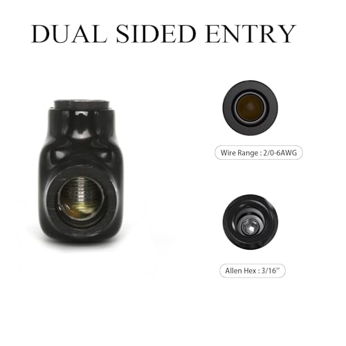 5 Pcs Insulated In-Line Splice Connector, 2 Ports 2/0-6AWG Wire Range Pre-Filled and Dual Sided Entry Dual Rated, Black Vinyl Coated Multi Cable Wire Connectors