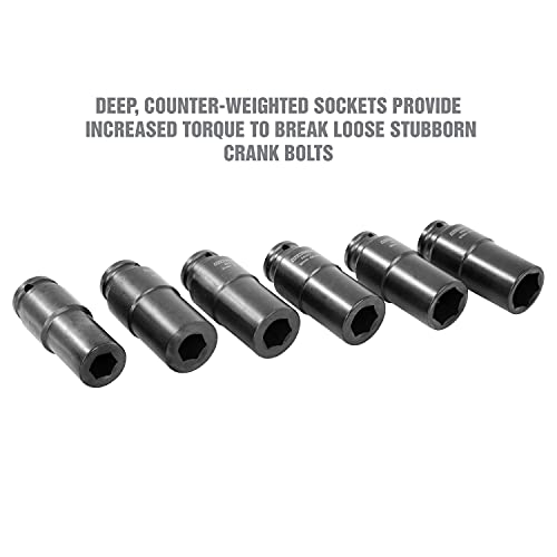 OEMTOOLS 25276 6 Piece Harmonic Balancer Puller Socket Set, Crankshaft Bolt Removal Tool Heavy Duty Impact Sockets, Harmonic Balancer Socket 17mm -27 mm, Chrome Moly Steel, 1/2" Drive - style: 6 Pack