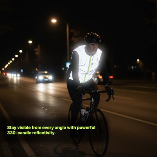 ReflecToes Reflective Bike Vest for Night Visibility – Hi Vis Running & Cycling Gilet – Lightweight, Breathable Outer Layer - size: Medium, style: Deluxe