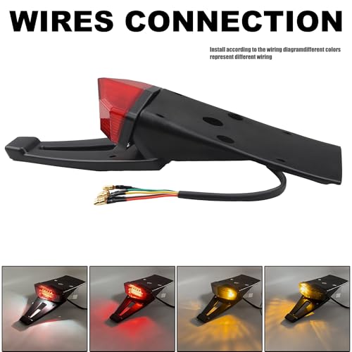 Motorcycle Tail Lights Rear Fender,Dirt Bike LED Turn Stop Signal Taillight For Universal 12V Off-road Moto Accessories(Red) - color: Red