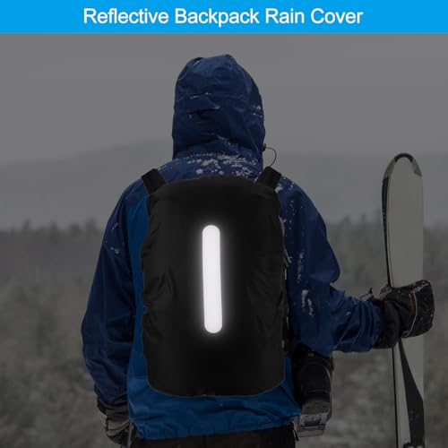 PATIKIL Waterproof Backpack Rain Cover, Non-Slip Backpack Cover with Vertical Reflective Strap Stay Dry for Hiking, Camping, Hunting - color: Black, size: Small