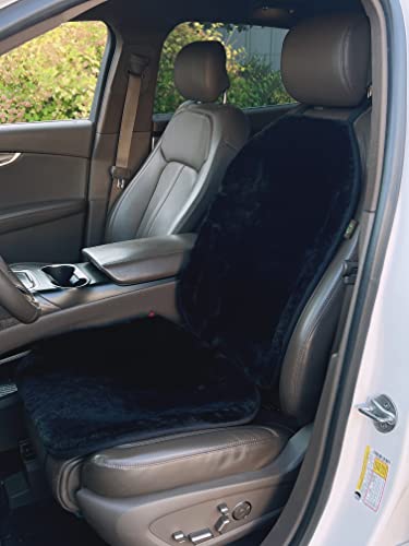 Genuine Sheepskin Car Seat Covers Shearing Car Seat Covers Sheepskin Wool Detachable Premium Car Seat Cover (Black Color (2 Pack)) - color: Black Color (2 Pack)