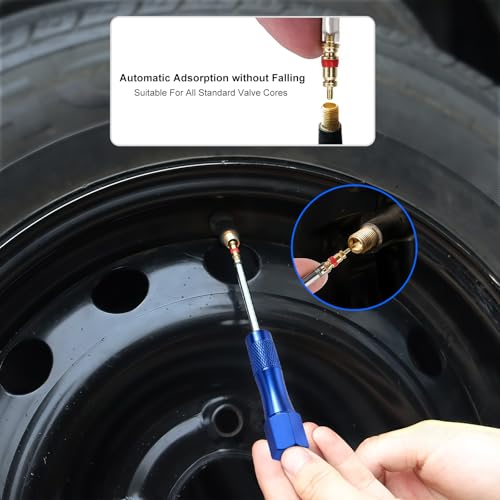 2-Pack Schrader Tire Valve Tool with 10 Brass Valve Cores | Two all-metal tools, spring-free core grip, 11.6 cm non-slip handle for tire valve service - size: Schrader 2 PACK+10Cores