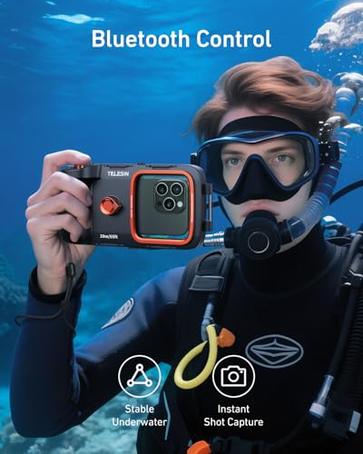 TELESIN Universal Underwater Phone Case for Snorkeling and Diving Waterproof Housing for Photo & Video Handle Grip for iPhone 7-17 Pro/Pro Max/Plus/Mini, Galaxy S10-S26 Ultra/Plus and Most Phones