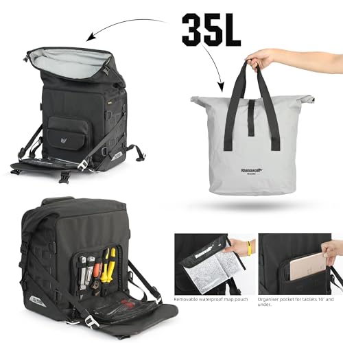 Rhinowalk Motorcycle Side Bag 35L Waterproof Motorbike Saddlebag with Quick Release System Universal Fit Gift-Ready Packaging （Single Piece - color: Black-35L