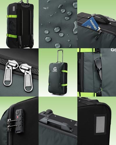 Gonex Rolling Duffle Bag with Wheels, Water-repellent 90L Nylon Large Wheeled Travel Duffel Luggage with TSA Lock & Telescopic Handle 30 inch, Dark Green - color: Dark Green, size: 30 inch