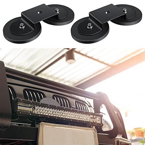 Shimeyao 4 Pcs Magnetic Light Bar Mounts Universal Magnet Mount Holder with Rubber Pad for Off Road SUV Truck Lamp Roof Bar Fog Light
