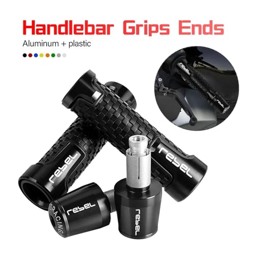 7/8'' Anti-Slip Grip Hand Motorcycle Handlebar Handle Bar Grips End Plugs For HONDA Rebel300 CMX500 CMX300 Rebel CMX 500 300(A-BLACK) - color: A-BLACK