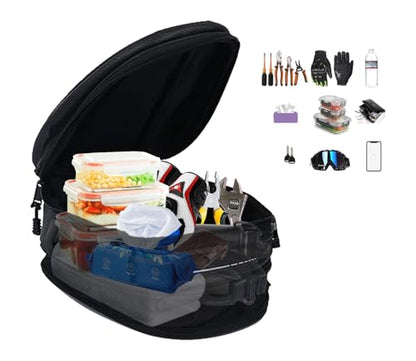 E-riding Motorcycle Tail Bag, Motorbike Saddlebags, Waterproof Rear Seat Bike Backpack, Multifunctional Luggage Suitcase, PU Leather Sport Bags, 15 L (Black)