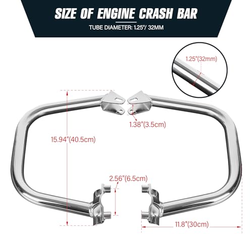 TCT-MOTORPARTS Engine Guard Highway Crash Bar Protection Support Fit for Harley Street 500 XG500 Street 750 XG750 2015-2020; Street Rod XG750A 2017-2020 (Replace #49000047) Chrome - color: Chrome