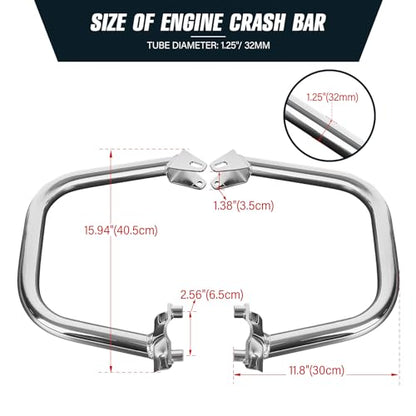 TCT-MOTORPARTS Engine Guard Highway Crash Bar Protection Support Fit for Harley Street 500 XG500 Street 750 XG750 2015-2020; Street Rod XG750A 2017-2020 (Replace #49000047) Chrome - color: Chrome