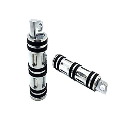 Goldfire Motorcycle Foot Pegs Front & Rear Footpegs 1 Pair Slim CNC Cut Foot Rests Compatibility For Harley Sportster, Dyna, Road King (Chrome) - color: Chrome
