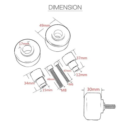4 Pcs Motorcycle Front Rear Fork Wheel Frame Slider Crash Protector for Duke390 Duke125 Duke200 Duke250 RC 125 200 250 390