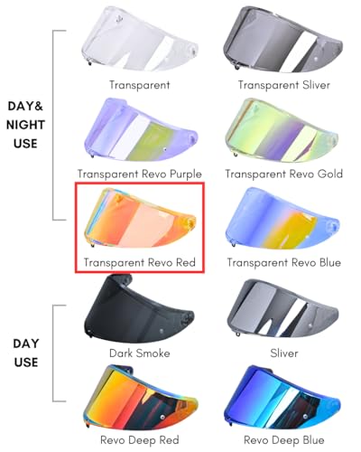 Compatible With K6S Visor K6 Face Shield Replacement Tinted Visor Helmet Accessories (Transparent Revo Red) - color: Transparent Revo Red
