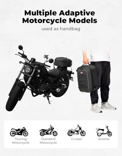 KEMIMOTO Motorcycle Tail Bag, 22L-30L Expandable Waterproof Rear Seat Bag Helmet Backpack with Rain Cover for Motorbike Accessories