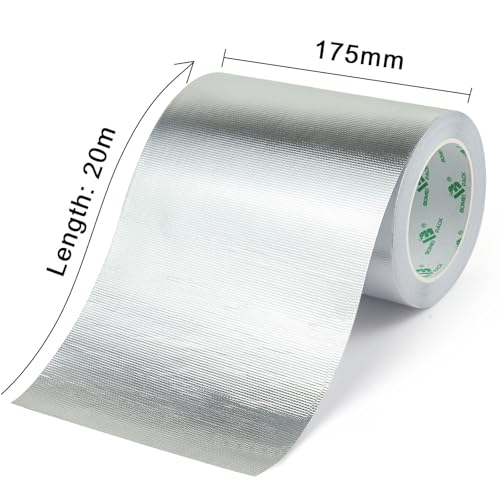 BOMEI PACK Adhesive Aluminum Foil Heat Shield Tape 1Pack 7inch x 66ft Barrier Fiberglass Thermal Insulation Reflective Material High Temp Protectionn - size: 7in*66ft