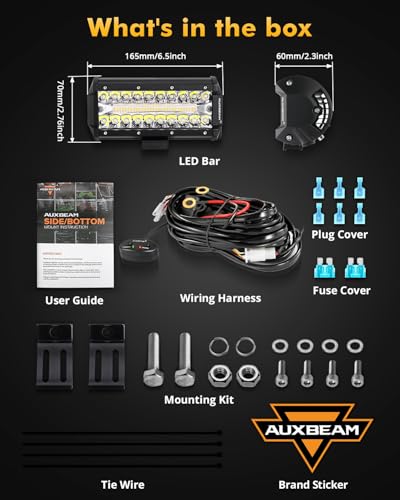 Auxbeam 6 Modes Amber White Series 7" 300W LED Light Bar, Flashing Strobe LED Pods Spot Flood Combo, Dual Color Amber Fog Lights for Jeep, Car, Motorcycle, ATV, UTV, SUV, Pair - color: 7"