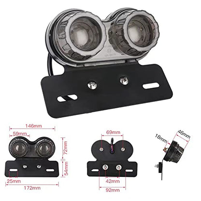40W 40-LED Motorcycle Tail Light Integrated Driving&Brake Light Turn Signal Lamp With License Plate Bracket for Harley Honda Yamaha Suzuki Kawasaki (Black)