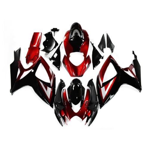 FLPRO Full Fairing Kit Fit for Suzuki 2006 2007 GSXR600 GSXR750 K6 GSX-R600 GSX-R750 06 07 ABS Plastic Injection Motorcycle Bodywork Gloss Red Black Body Kit - color: red black