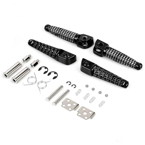 Motorcycle Footpeg Front and Rear Footrest Foot Pegs Fits for Kawasaki ZX6R 2003-2011, Z750 Z1000 2007-2012, ZX14 2006-2013, ZZR1200 2000-2006, ZX-10R 2004-2012, ZX-9R 1998-2003 (black) - color: Black#F+R