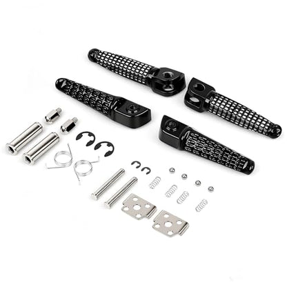 Motorcycle Footpeg Front and Rear Footrest Foot Pegs Fits for Kawasaki ZX6R 2003-2011, Z750 Z1000 2007-2012, ZX14 2006-2013, ZZR1200 2000-2006, ZX-10R 2004-2012, ZX-9R 1998-2003 (black) - color: Black#F+R